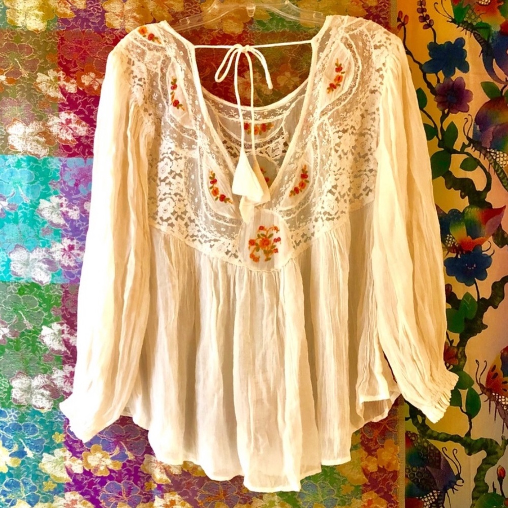 🌺🎉HP🎉🌺 NWT Free People Secret Garden Lace Blouse - Picture 2 of 14